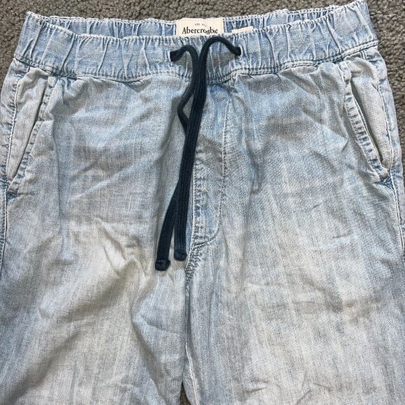 Y2K A&F ABERCROMBIE & FITCH 100% COTTON DENIM DRAWSTRING JOGGERS - EUC - MEDIUM - Picture 2 of 10